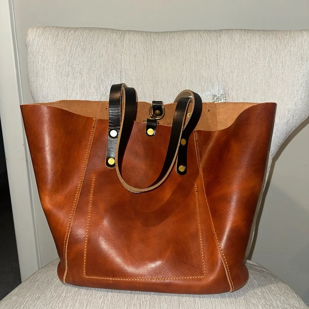 🐑🐑 Lamb Leather Goods English Tan Derby large Shopper 🐑🐑 - Picture 4 of 9